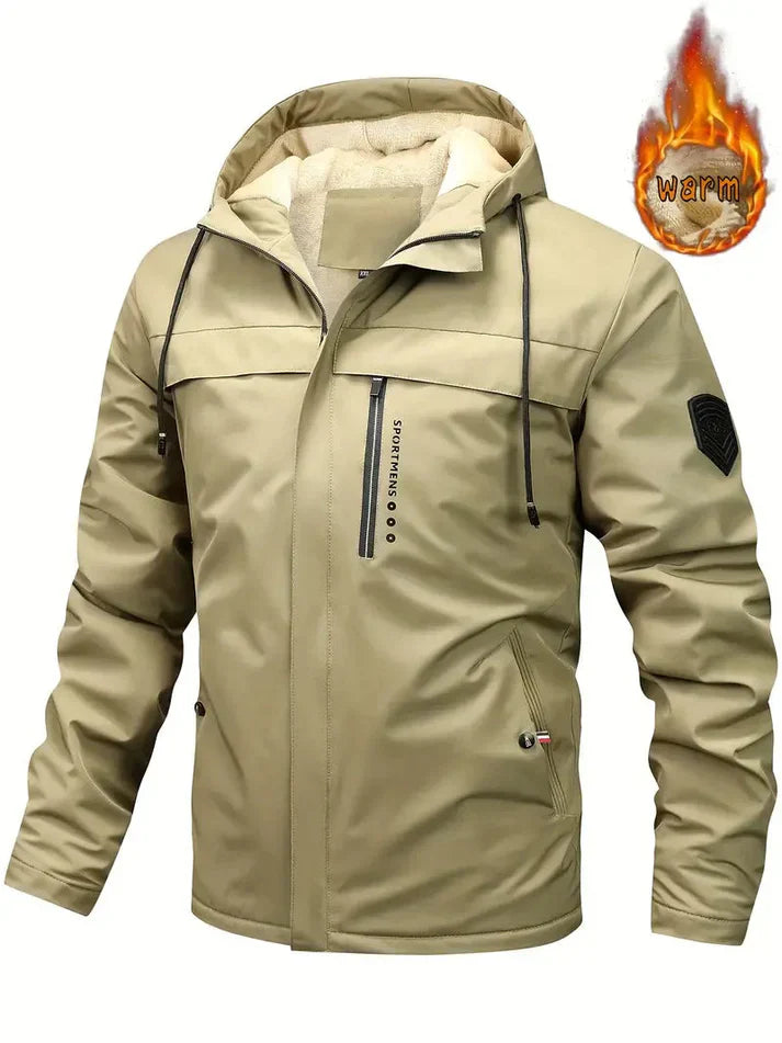 Warme winterjacke mit fell innenfutter und taschen für herren - ideal für winter