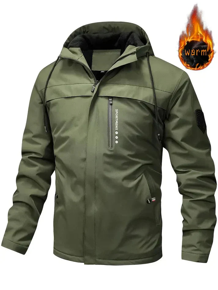 Warme winterjacke mit fell innenfutter und taschen für herren - ideal für winter