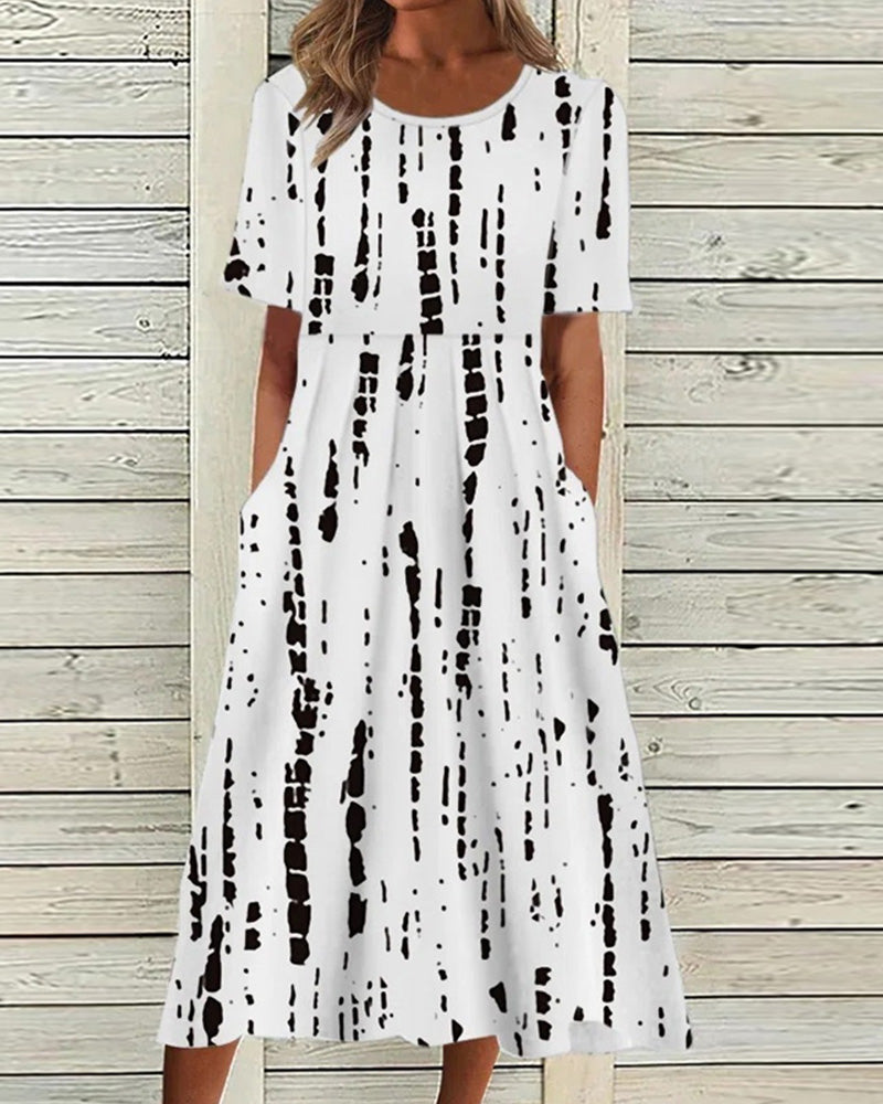 Bedrucktes-kleid-mit-kurzen-armeln-leana
