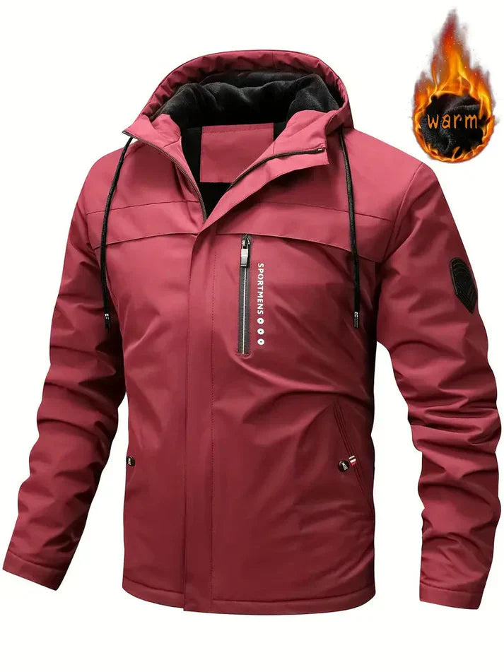 Warme winterjacke mit fell innenfutter und taschen für herren - ideal für winter