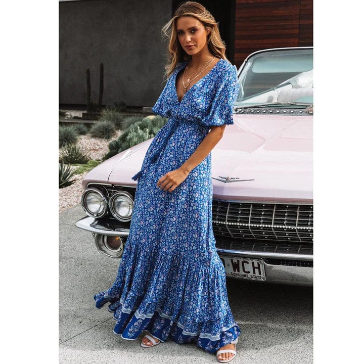 Geblümtes kleid im hippie-chic | Aerinne