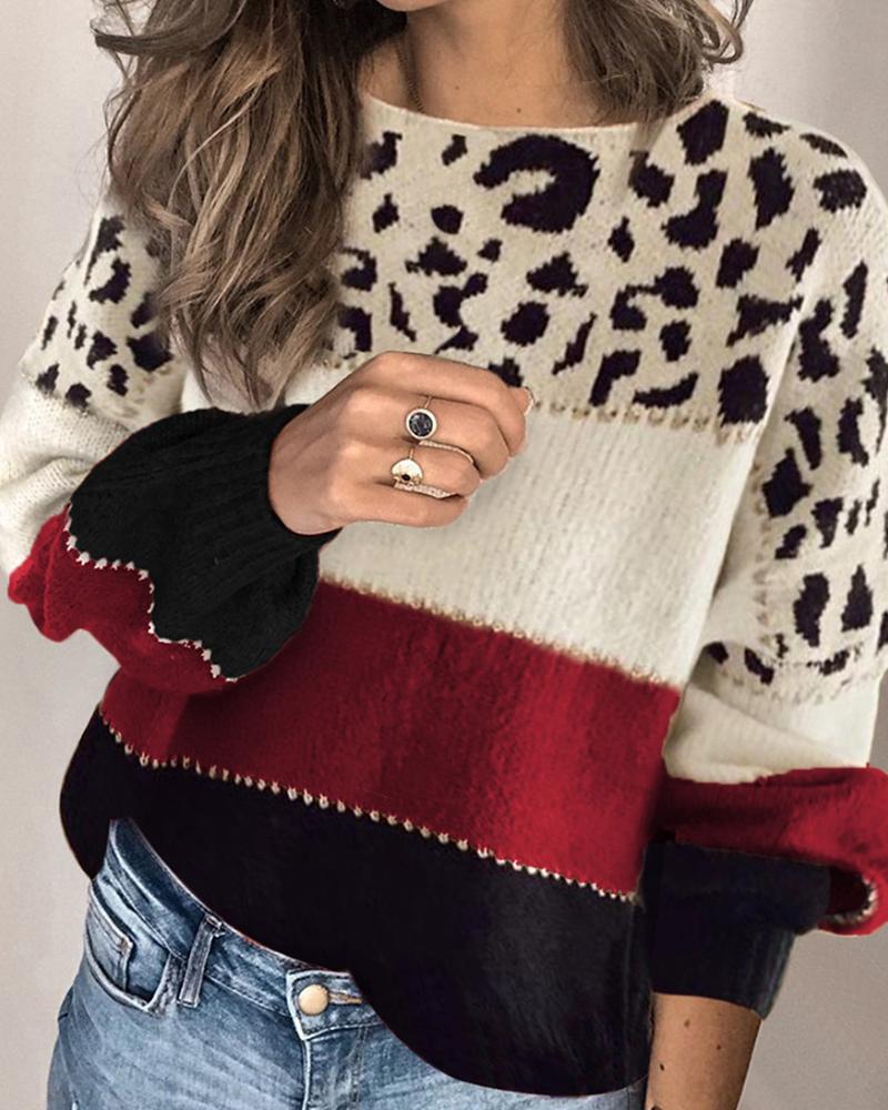 Els - gestreiftes sweatshirt mit leopardenmuster