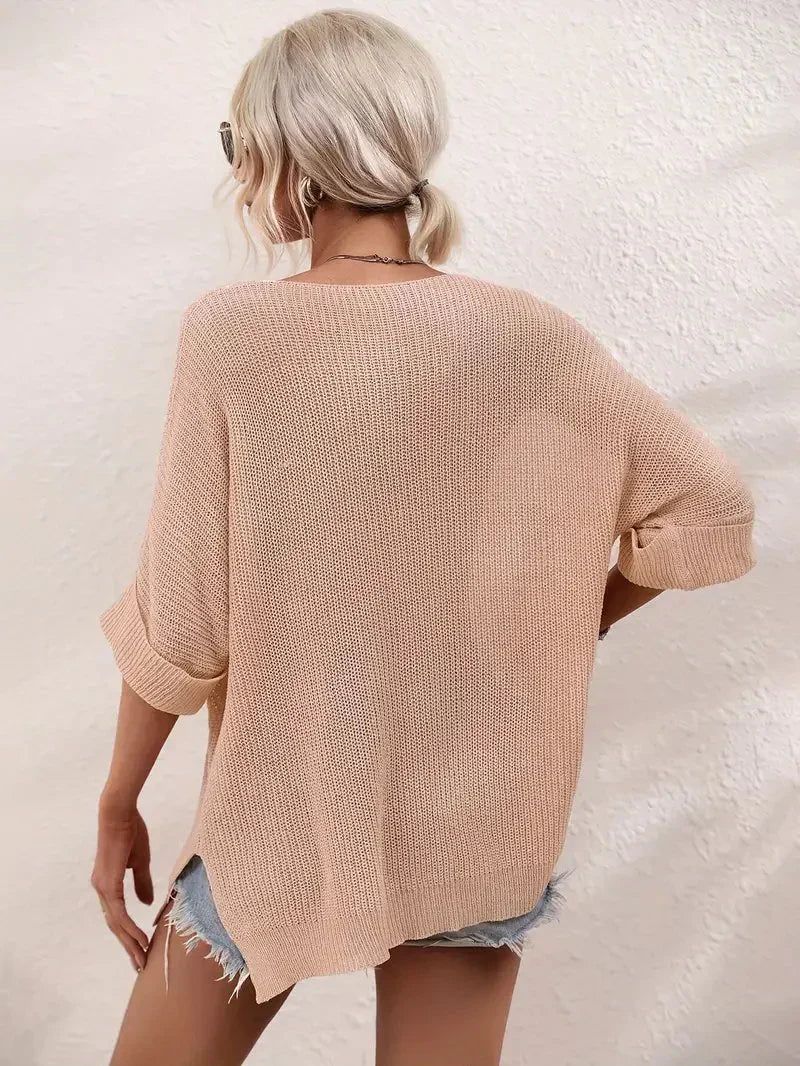 Gestrickte bluse in übergrösse für den sommer | Feline