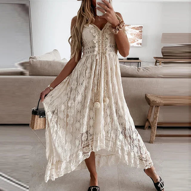 Emilia - weibes spitzenkleid mit v- ausschnitt