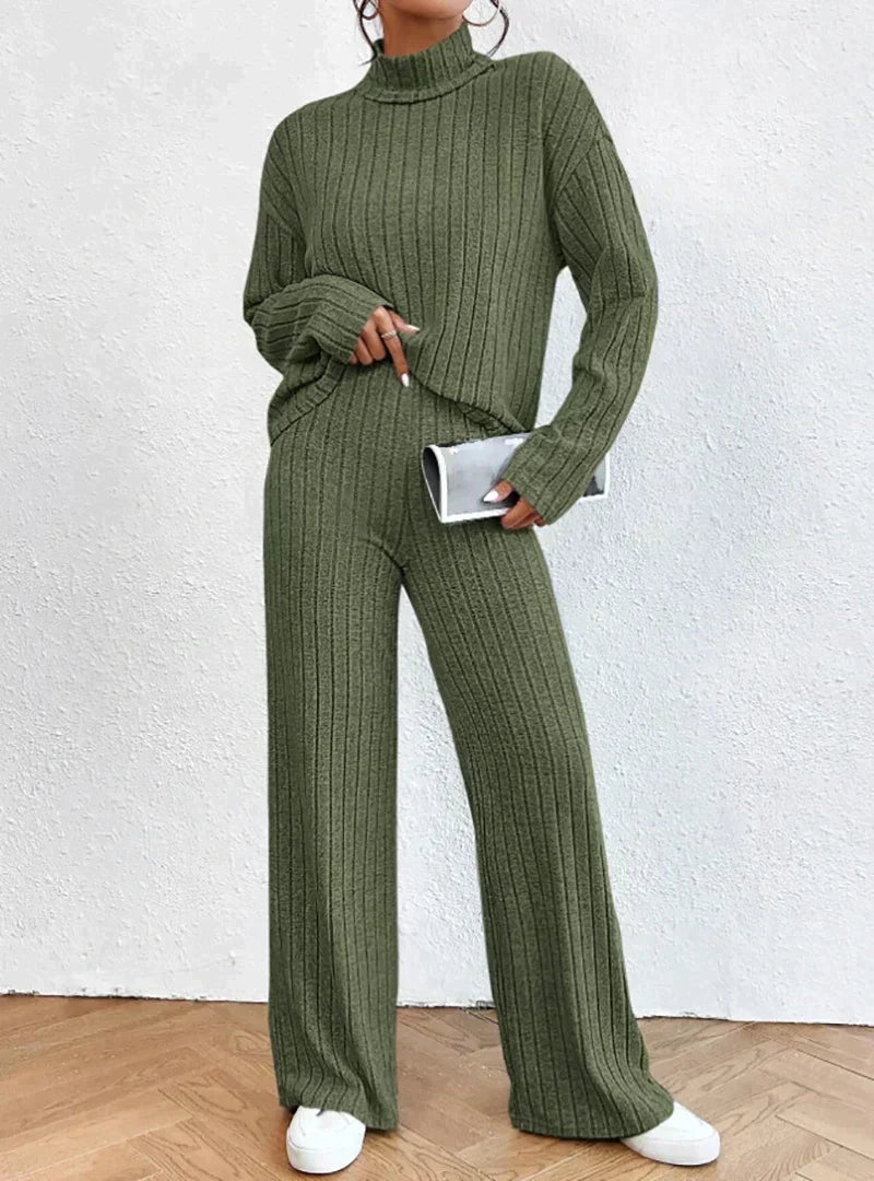 Margaux - 2-teiliges strick-set mit rollkragenpullover und hose