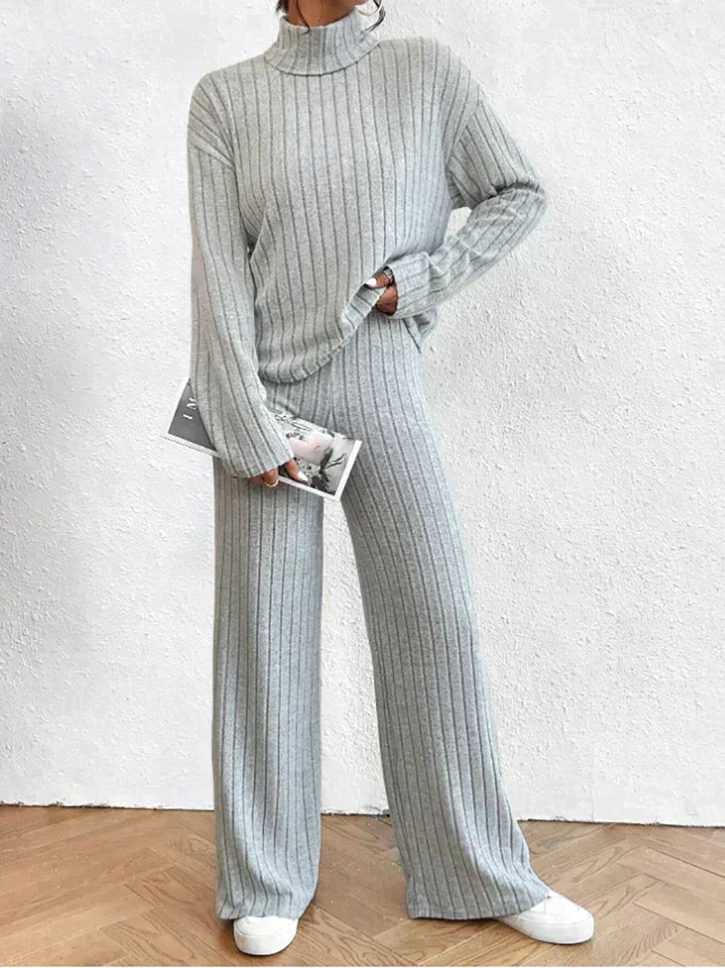 Margaux - 2-teiliges strick-set mit rollkragenpullover und hose