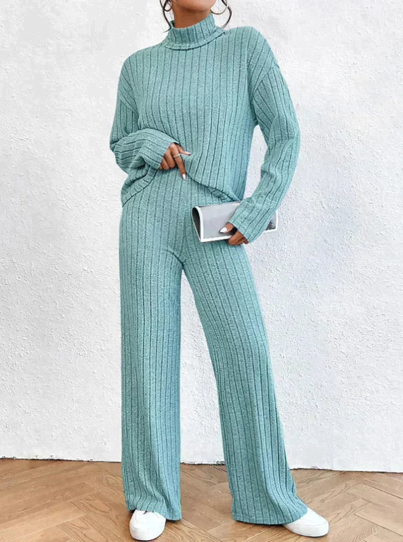 Margaux - 2-teiliges strick-set mit rollkragenpullover und hose
