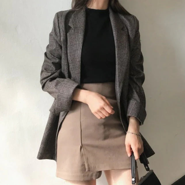 Flina - blazer mit karierter jacke