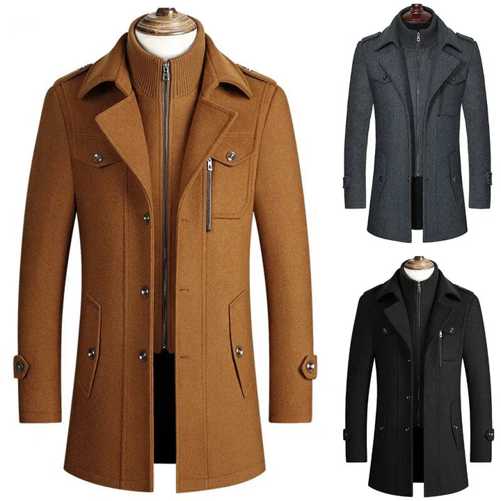 Vincent - trenchcoat mit offenem kragen