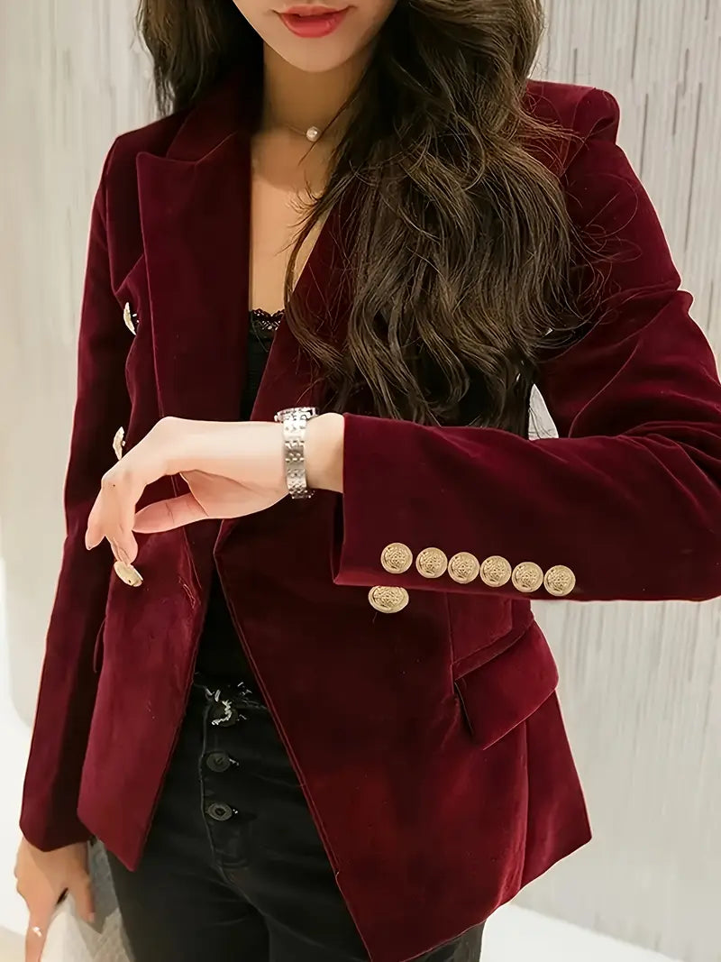 Elegante burgunder samtjacke für famen - schlankmacher-blazer