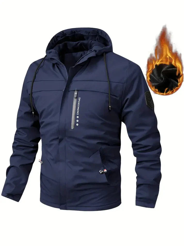 Warme winterjacke mit fell innenfutter und taschen für herren - ideal für winter