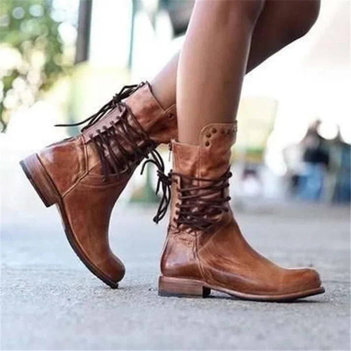 Jatta - stylische lederstiefel mit schnürsenkeln