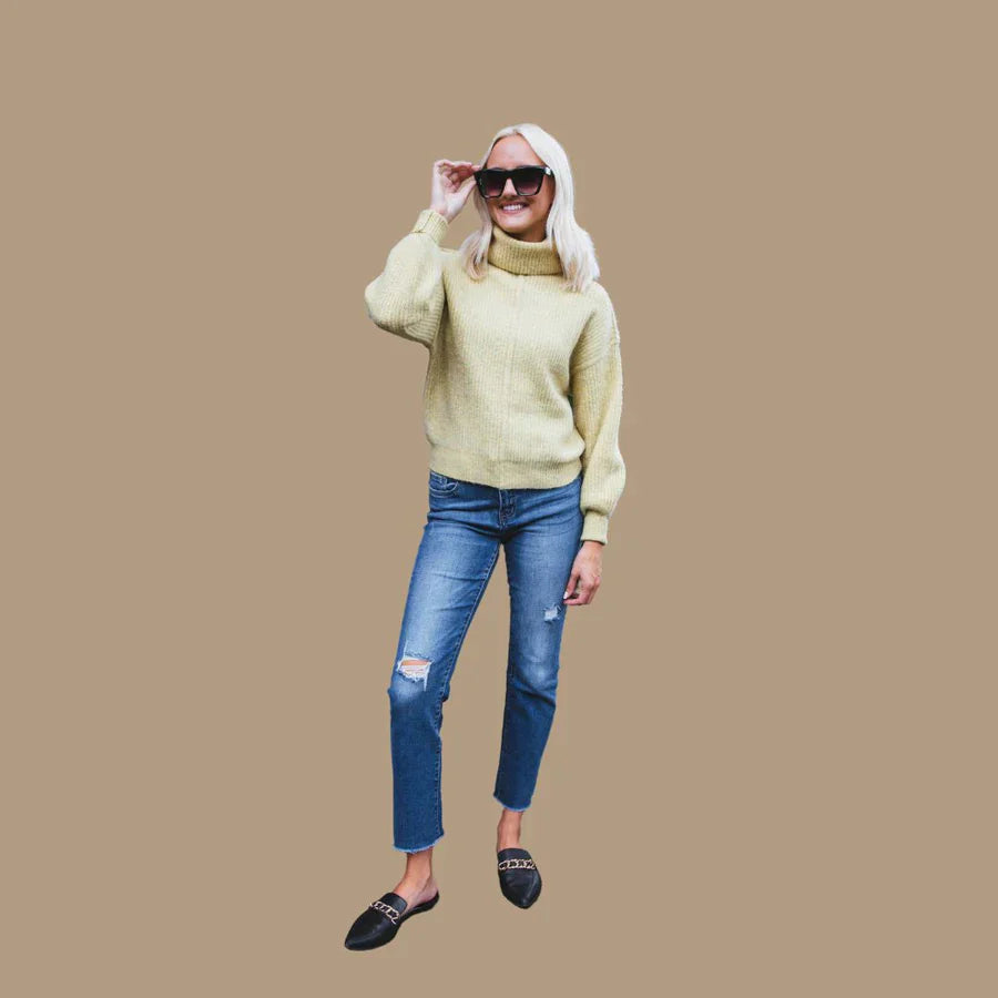 Ada - rollkragenpullover mit schnürsenkeln