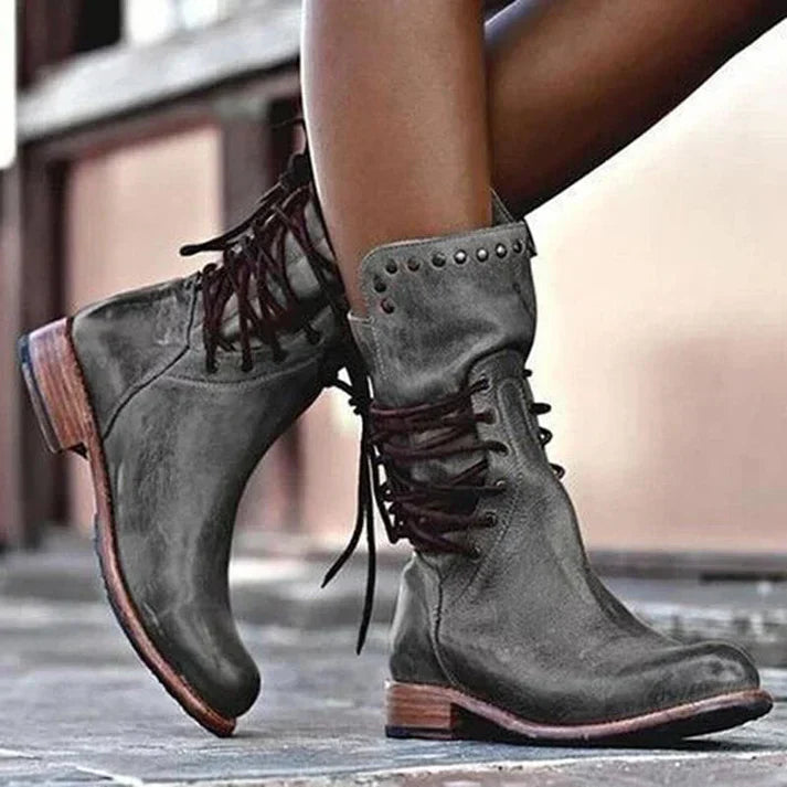 Jatta - stylische lederstiefel mit schnürsenkeln