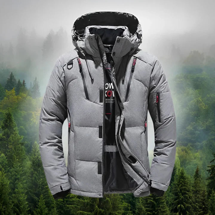 Arktischer schild herren daunenparka mit abnehmbarer kapuze