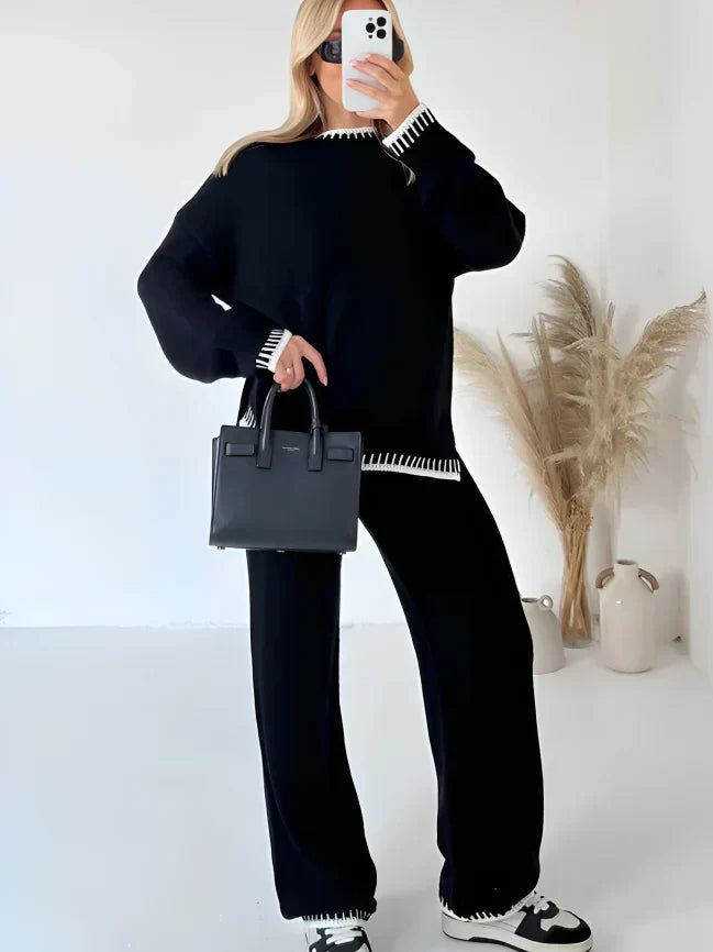 Ingrid - elegantes, warmes, locker gestricktes zweiteiliges set für frauen