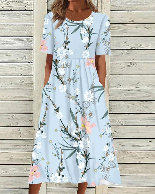 Bedrucktes-kleid-mit-kurzen-armeln-leana