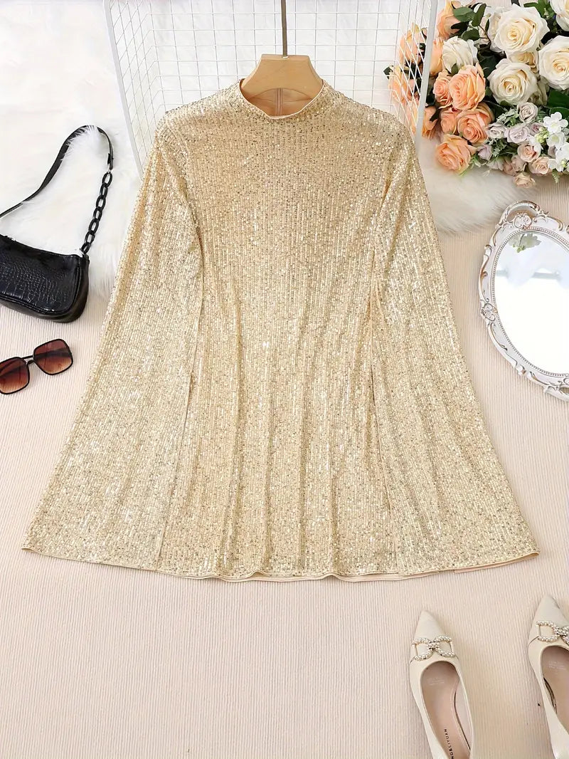 Elegantes schickes kontrast-pailletten-minikleid