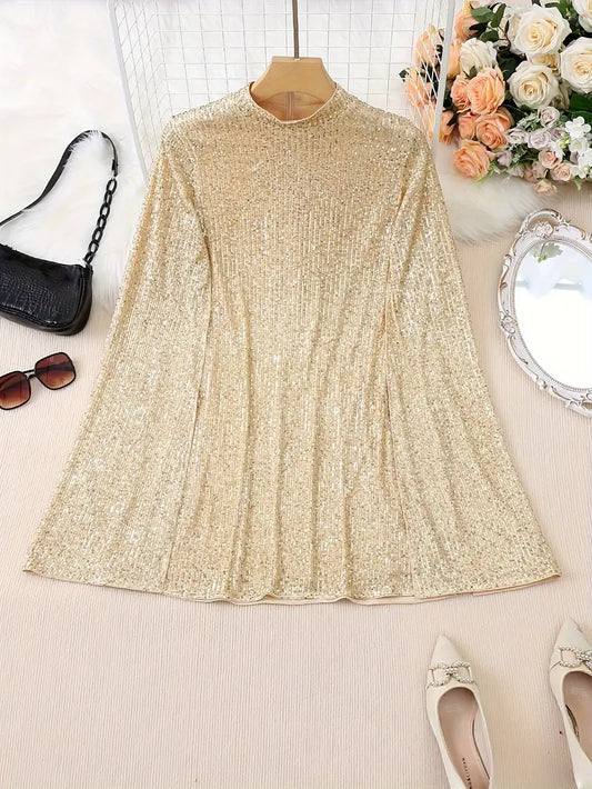 Elegantes schickes kontrast-pailletten-minikleid