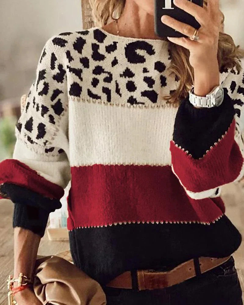Els - gestreiftes sweatshirt mit leopardenmuster