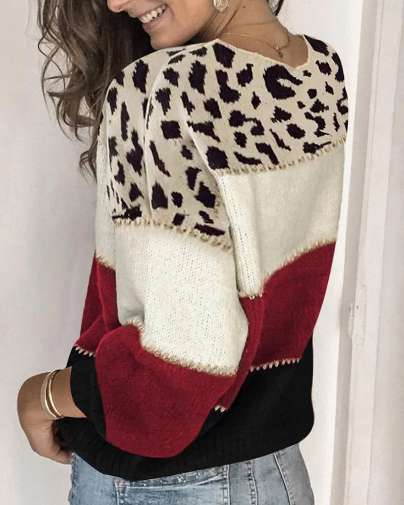 Els - gestreiftes sweatshirt mit leopardenmuster