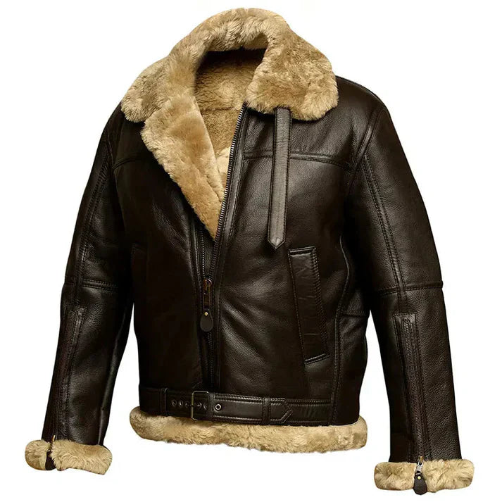 Komfortable lederjacke im bomber-stil für herren - ideal für alle jahreszeiten
