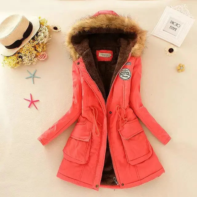 Hilde - warme gefütterte winterjacke mit kapuze für damen