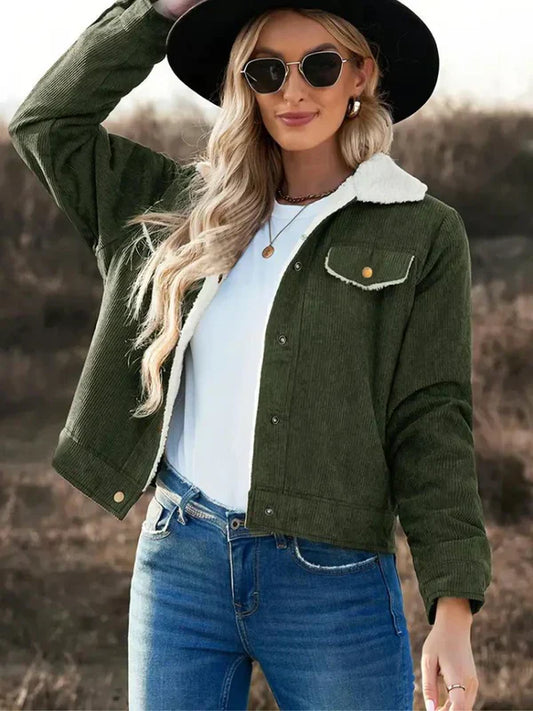 Loraine cordjacke - fleecegefütterte winterjacke für damen