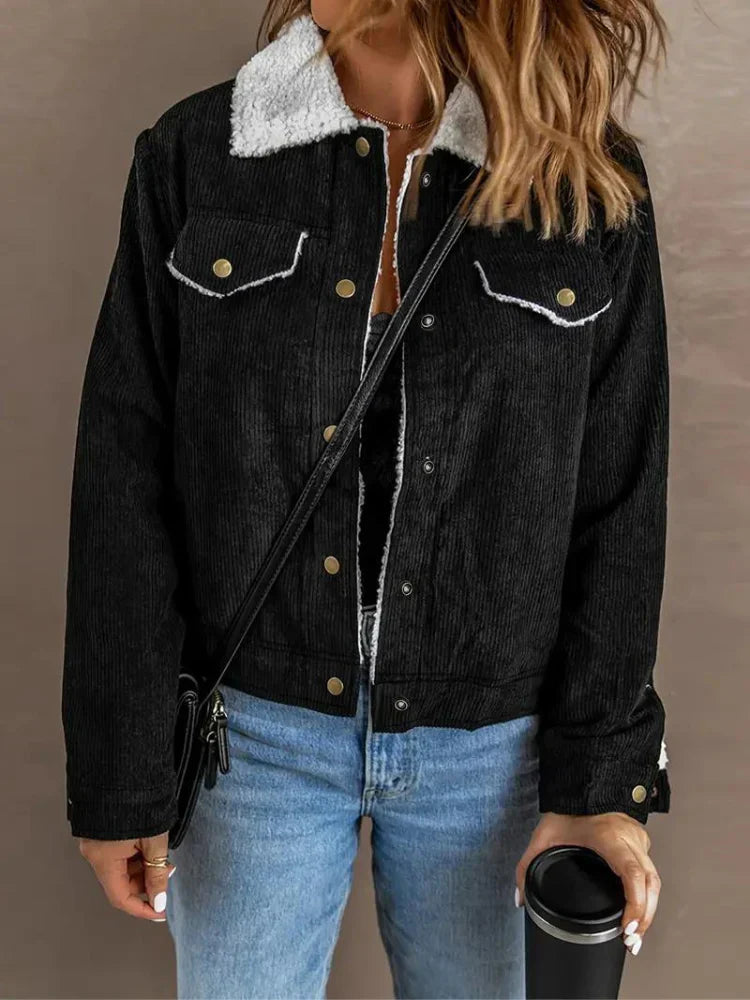 Loraine cordjacke - fleecegefütterte winterjacke für damen