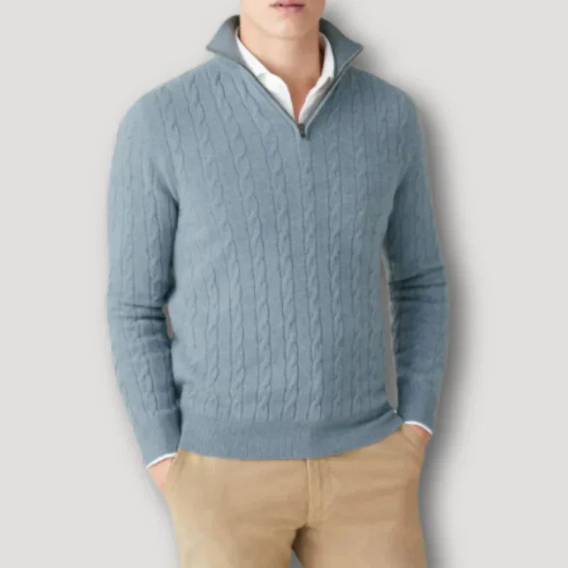 Rendor - italienischer kaschmirpullover mit reißverschluss für herren