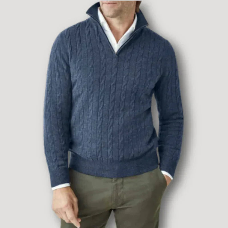 Rendor - italienischer kaschmirpullover mit reißverschluss für herren