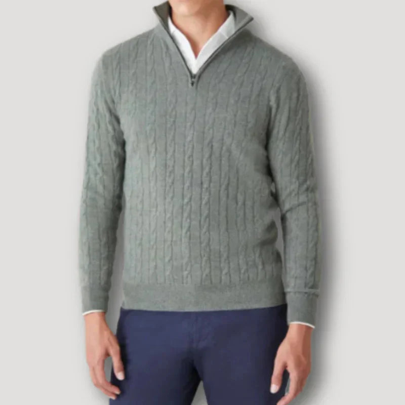 Rendor - italienischer kaschmirpullover mit reißverschluss für herren