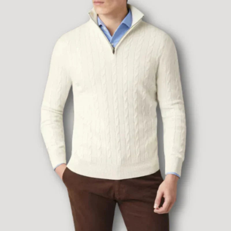 Rendor - italienischer kaschmirpullover mit reißverschluss für herren