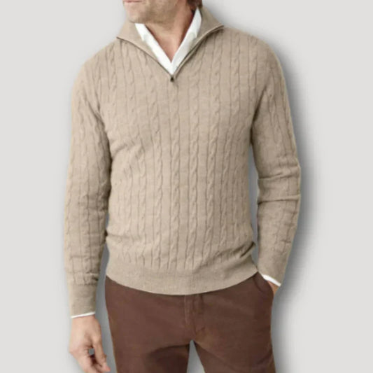Rendor - italienischer kaschmirpullover mit reißverschluss für herren