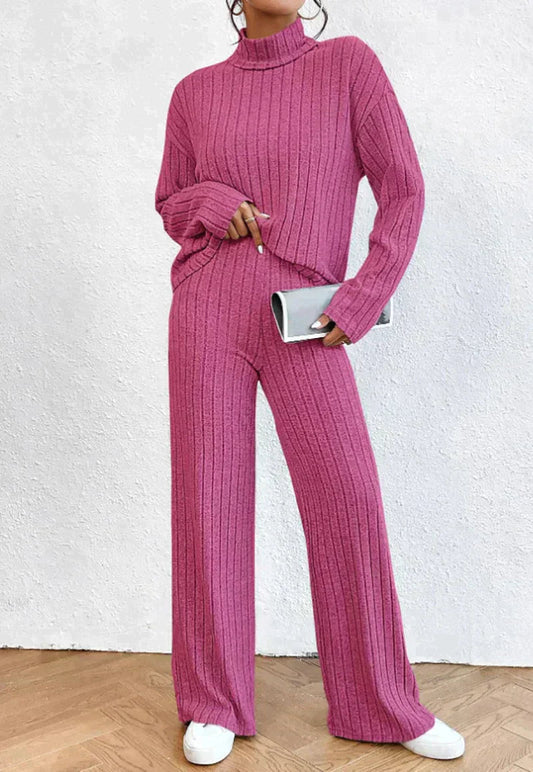 Margaux - 2-teiliges strick-set mit rollkragenpullover und hose