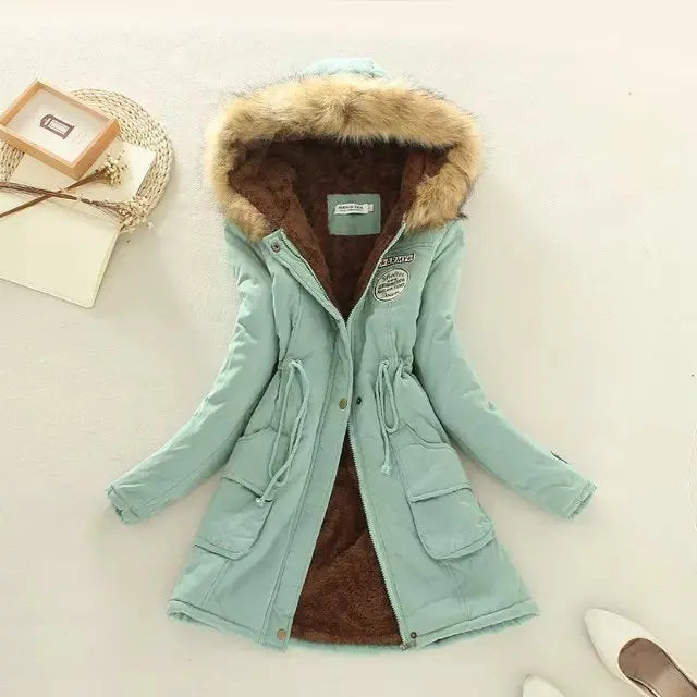 Hilde - warme gefütterte winterjacke mit kapuze für damen
