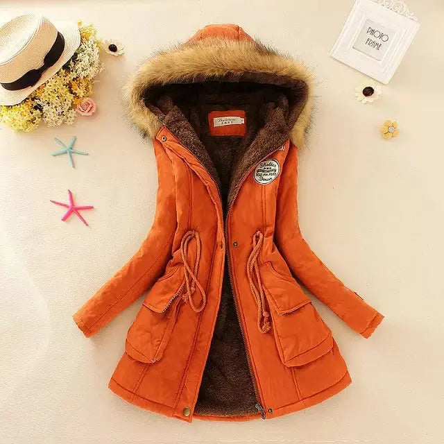 Hilde - warme gefütterte winterjacke mit kapuze für damen