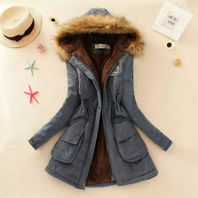 Hilde - warme gefütterte winterjacke mit kapuze für damen