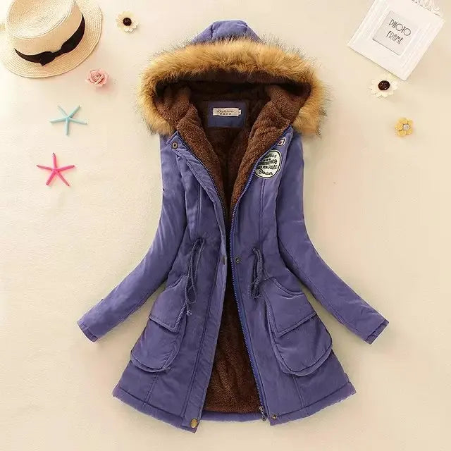 Hilde - warme gefütterte winterjacke mit kapuze für damen
