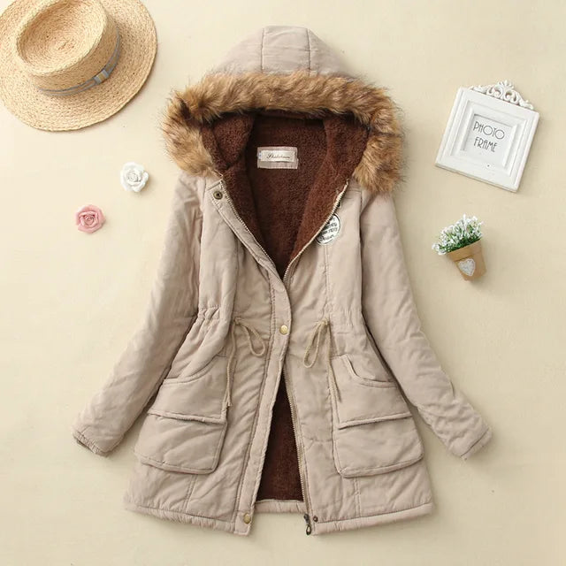 Hilde - warme gefütterte winterjacke mit kapuze für damen