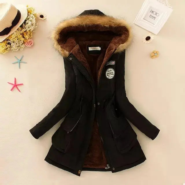 Hilde - warme gefütterte winterjacke mit kapuze für damen
