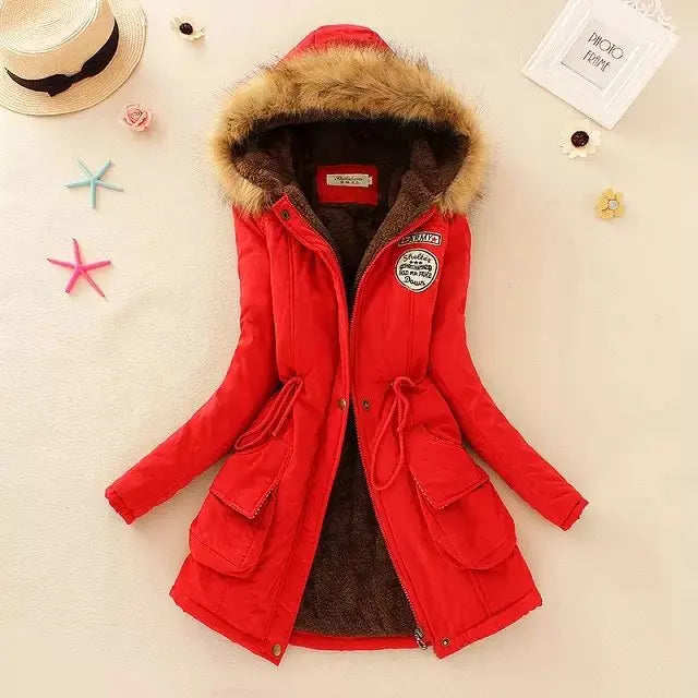 Hilde - warme gefütterte winterjacke mit kapuze für damen