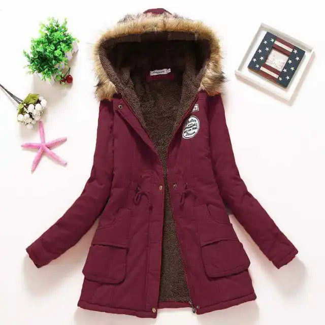 Hilde - warme gefütterte winterjacke mit kapuze für damen