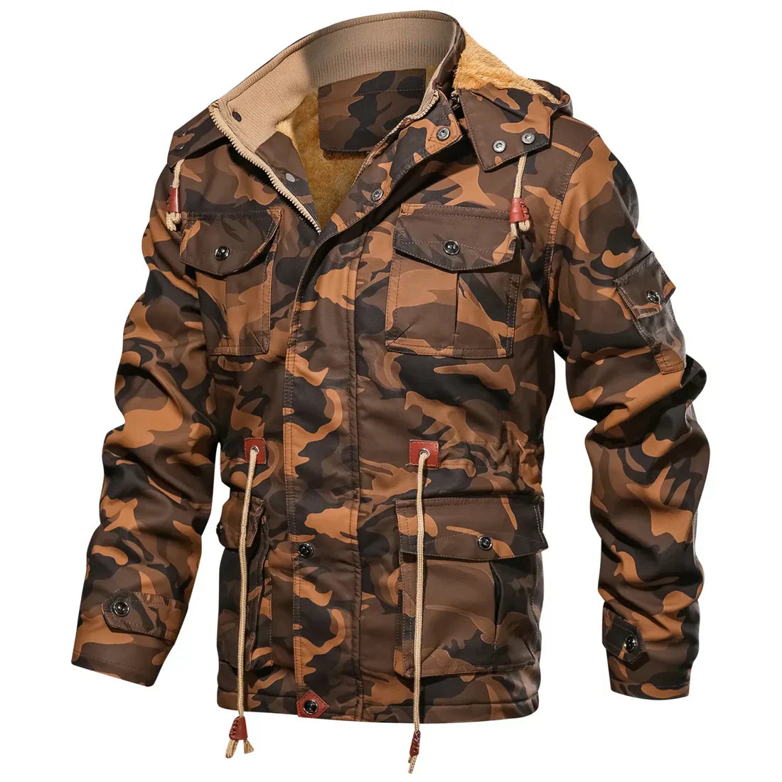 Warme army winterjacke mit fell innenfutter für herren - perfekt für outdoor-aktivitäten
