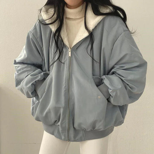 Kristin - dicke parka-kapuzenjacke mit reibverschluss