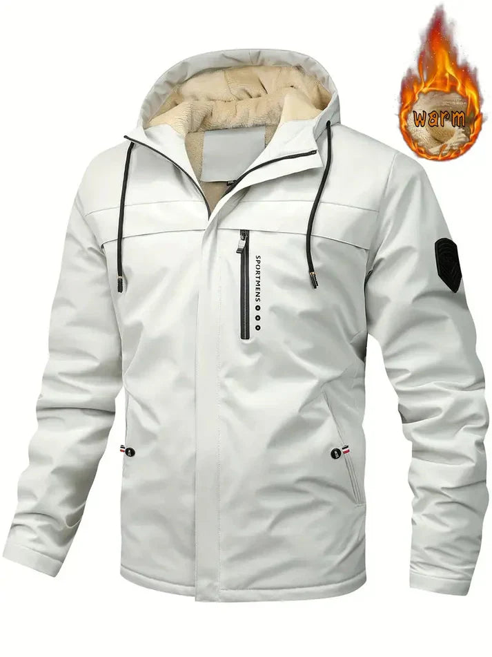 Warme winterjacke mit fell innenfutter und taschen für herren - ideal für winter