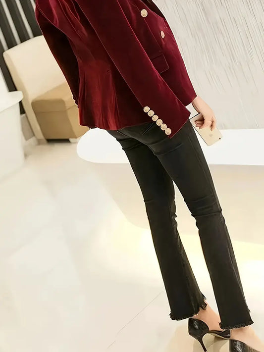 Elegante burgunder samtjacke für famen - schlankmacher-blazer