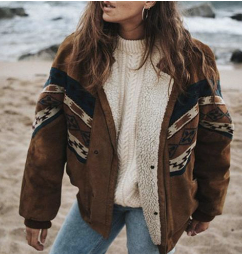 Boho-winter - boho-wintermantel mit ethnischem muster