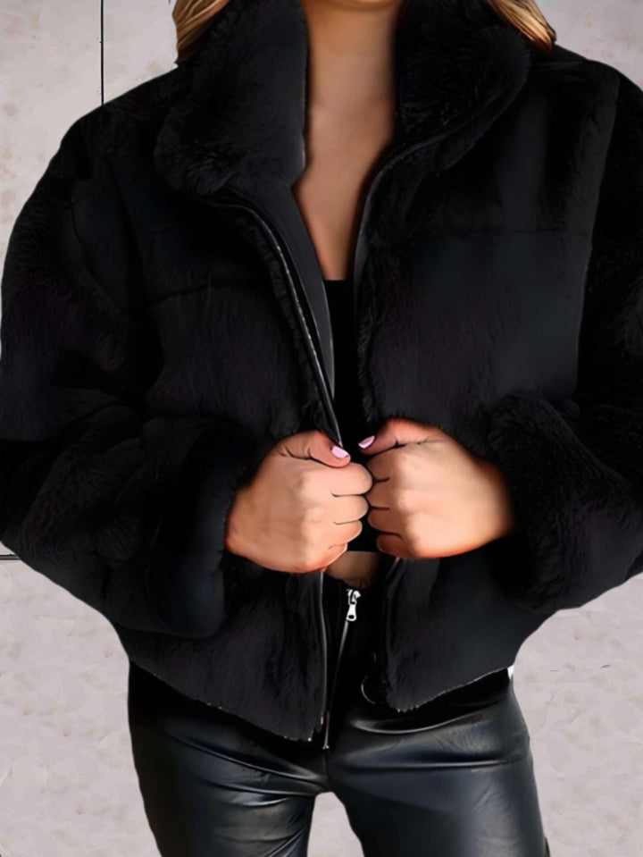 Cosyfaux - warme und kuschelige kunstpelzjacke mit reißverschluss