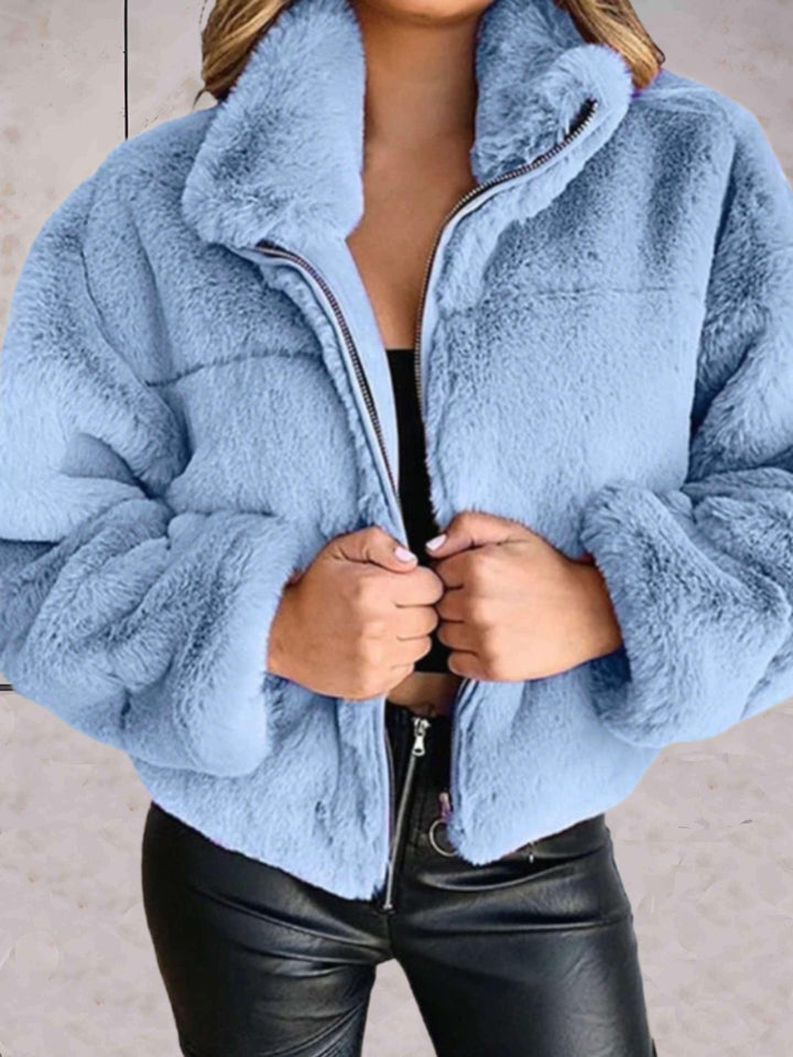 Cosyfaux - warme und kuschelige kunstpelzjacke mit reißverschluss